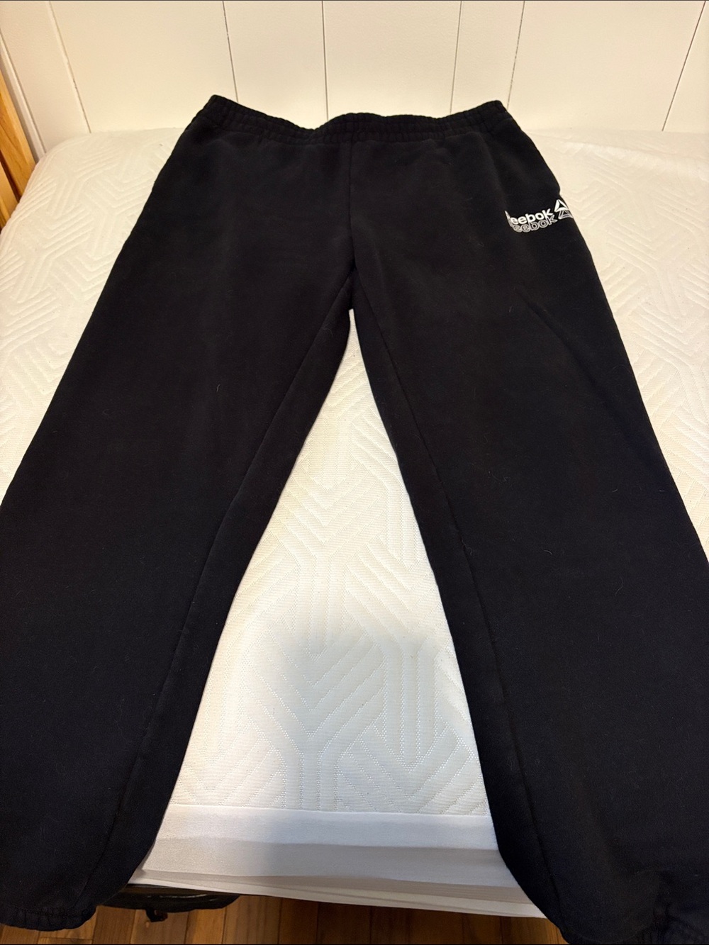 Reebok Black Jogger Sweatpants with White Logo